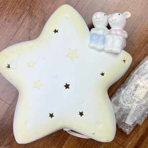 Burnes of Boston 8” H Ceramic Baby Bunny Star Night Light Lamp Sratches Flaws